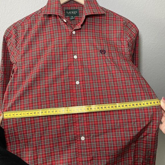 Lauren Ralph Lauren Kid's Shirt, Long Sleeve Button-Up Dress Shirt, Plaid Sz 14 - Picture 3 of 8